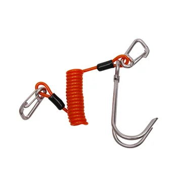 Крюк для рафтинга с двойной головкой, рифовый крюк из нержавеющей стали, спиральный пружинный шнур, аксессуар для безопасности при погружении - оранжевый