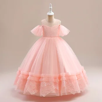 Летнее платье MQATZ с длинным рукавом, бальное платье с цветочным узором для девочек, детская одежда, детская принцесса, День рождения, ведущий выпускного вечера, Свадьба, Подружка невесты