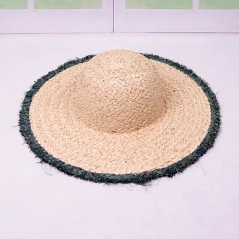 Летняя солнцезащитная шляпа из натуральной рафии с широкими полями, пляжная шляпа, разноцветная шляпа-купол из мешковины Оптом