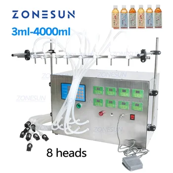 Машина для розлива жидкости ZONESUN, 8-головный Электрический насос с цифровым управлением, наполнитель для воды, бутылка для парфюмерного сока и эфирного масла