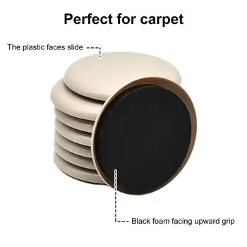 Мебельные слайдеры для ковра Сверхмощные мебельные слайдеры 20шт Многоразовых круглых накладок для ножек стульев на паркетных полах Без звука