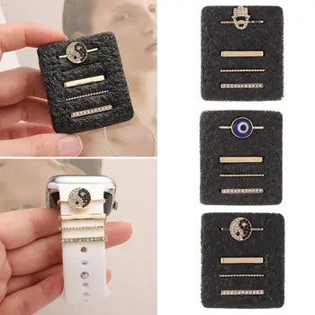 Металлические подвески, Декоративное кольцо для ремешка Apple Watch, Бриллиантовое украшение, смарт-часы, силиконовый ремешок, Аксессуары для браслета iwatch