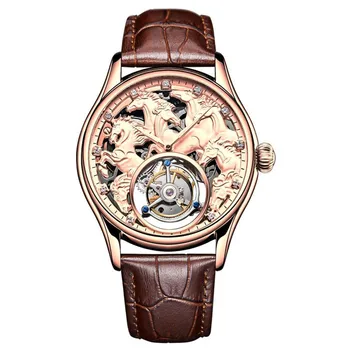 Механические часы Guanqin Real Tourbillon Men Skeleton 100% оригинальный бренд 2020 Роскошные Водонепроницаемые кожаные часы Relogio Masculino
