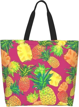 Милая хозяйственная сумка с ананасом, Мультяшная портативная сумка для хранения, Сумка через плечо большой емкости, Пляжная сумка