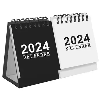 Мини-настольный календарь на 2024 год, устойчивый к переворачиванию страниц на 360 градусов, простой Крафт-календарь с блокнотом, Ежедневное и ежегодное планирование времени.