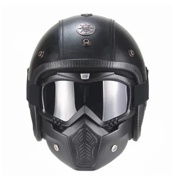 Мотоциклетный Шлем для Верховой Езды со Съемными Защитными Очками Harley Davidson Road King Vintage Leather Safety Защитный Мотоцикл Cascos