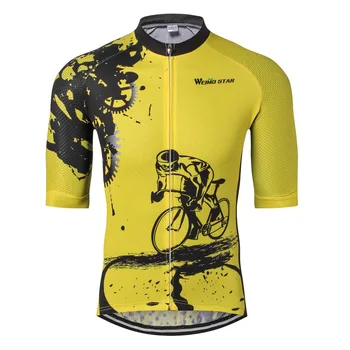 Мужская велосипедная одежда Weimostar, Велосипедная майка, Спортивная одежда, Велосипедный топ с коротким рукавом, Желтый