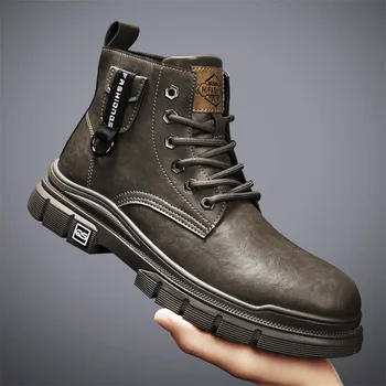 Мужские ботинки Chukka из водонепроницаемой кожи, повседневные оксфордские ботинки на шнуровке, повседневная мужская обувь 0