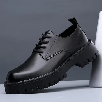 Мужские кожаные Оксфорды, удобные модельные туфли, оригинальные официальные деловые повседневные туфли-дерби на шнуровке для мужчин 0