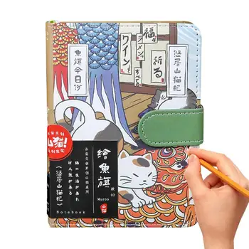 Мультяшные блокноты, милый мультяшный кот, блокнот с магнитной застежкой, Японский альбом для зарисовок, дорожный блокнот, простое базовое руководство для студента