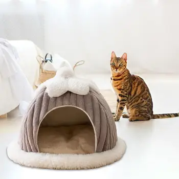 Мягкий полузакрытый кошачий домик для собак и гнездышко для кошек младше 6 лет щенок котенок 0