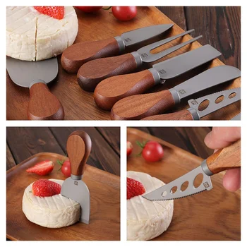 Набор ножей для сыра из нержавеющей стали с деревянной ручкой Профессиональная кухонная посуда вилки для масла для пиццы с сыром