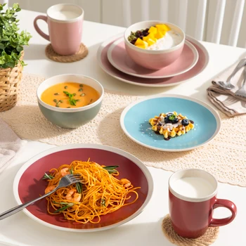 Набор столовой посуды Vancasso Seesami из 16/32/48 предметов, изготовленный из керамогранита, Керамический набор в современном стиле для 4-12 человек, Разноцветный