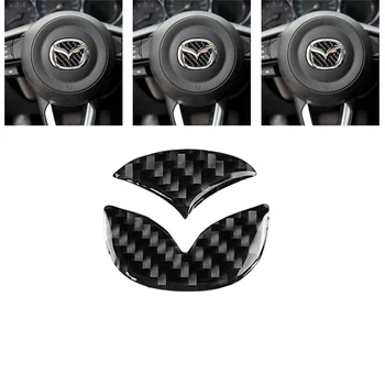 Наклейки с Логотипом Крышки Рулевого Колеса Автомобиля из Углеродного Волокна Модифицированные Авто Декоративные Наклейки для Укладки Mazda Axela ATENZA CX-5 CX-4 0