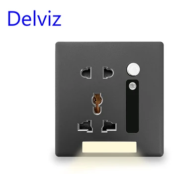 Настенный светодиодный индукционный светильник Delviz, переменный ток 110 В ~ 250 В, розетка стандарта Великобритании 10A с ночником sense, Универсальная электрическая розетка