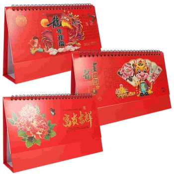 Настольный календарь на 2024 год Китайский Новый Год Зодиакальный Календарь с Драконом, Ежемесячный Календарь, Планировщик расписания, подарок для дома 0