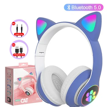Наушники Bluetooth 5.0 серии JST-28 Cat Ear Cute Беспроводная светодиодная вспышка, светящиеся наушники Cat, качество стереозвука 0