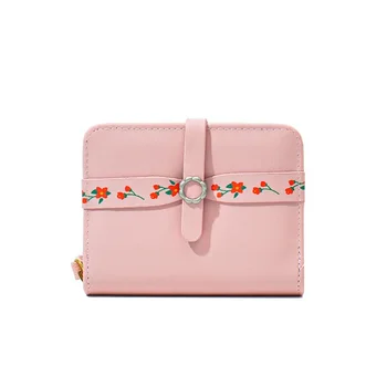 Новая женская короткая складная сумочка с милым цветочным рисунком, винтажная многофункциональная сумка-клатч на молнии с перекрестной каймой
