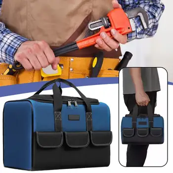 Новая Квадратная сумка для инструментов вместимостью на 30% больше, водонепроницаемый органайзер с несколькими карманами, сумка для инструментов электрика L6u7