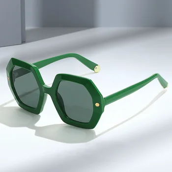 Новые солнцезащитные очки для ПК с неправильной шестигранной формой, Модные трендовые очки с шестигранными заклепками Для мужчин и женщин, Одинаковые