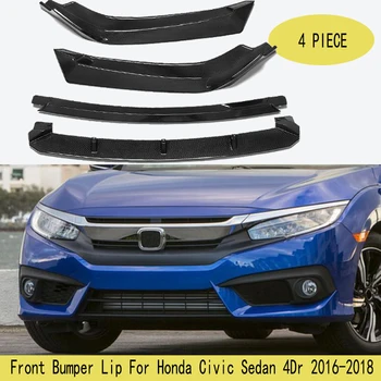 Новый 4шт автомобильный передний бампер для губ Сплиттер Диффузор для губ Обвес Спойлер Бамперы Протектор для Honda для Civic Седан 4Dr 2016-2018 0