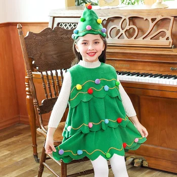 Новый костюм рождественской елки Для девочек, Рождественское Детское платье для рождественской елки для взрослых, Рождественское платье для родителей и детей для ролевых игр