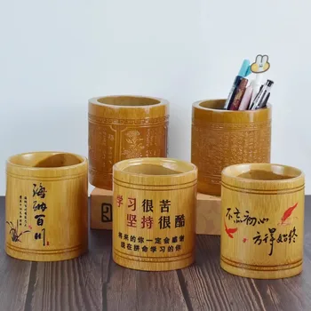 Новый Круглый Офисный Настольный Бамбуковый держатель для ручек, органайзер, минималистичный и модный ящик для хранения в китайском стиле