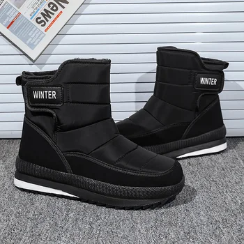Плюс размер 46, мужские ботинки, зимние мужские зимние ботинки для мужчин, обувь из толстого плюша, водонепроницаемая, устойчивая к скольжению, Новая осенняя меховая теплая обувь 0