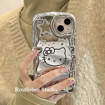 Подходит для Iphone с мультяшным рисунком Hello Kittys Чехол для мобильного телефона с зеркальной вспышкой Kawaii, защита от бриллиантов, мягкая оболочка, подарки