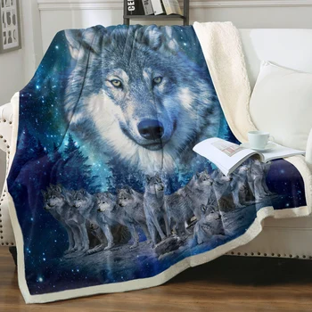 Покрывало King Of Wolves с принтом, супер мягкое шерп-одеяло для дивана-кровати