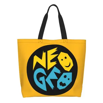 Продуктовые сумки Neogeo Arcade с принтом Kawaii, Холщовая сумка для покупок, сумка через плечо, Портативная сумка большой емкости