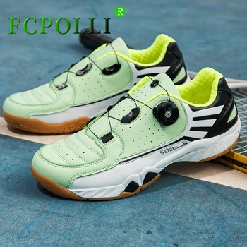 Профессиональная обувь для бадминтона, унисекс, зелено-фиолетовые спортивные туфли, мужские и женские износостойкие туфли для настольного тенниса, размер пар 36-45