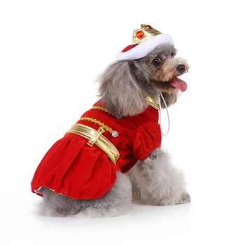 Рождественский костюм Короля домашних собак, осенний костюм принца, Новый костюм щенка с короной, комплект для домашних животных, Аксессуары для косплея домашних щенков 0