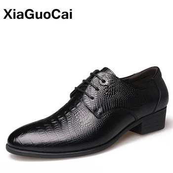 Роскошные мужские модельные туфли-оксфорды из натуральной кожи в британском деловом стиле, на шнуровке, из крокодиловой кожи, для джентльменов, официальная свадебная обувь 2019, весна