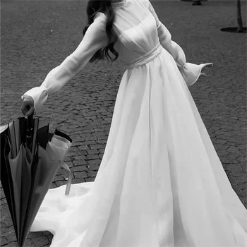 Роскошные свадебные платья на заказ С высоким воротом и длинным рукавом, супер сказочные свадебные платья длиной до пола