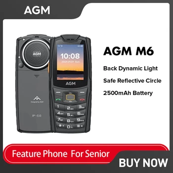 Русская версия AGM M6 IP68 Кнопочные телефоны 4G Разблокированный мобильный телефон 2500 мАч Прочный телефон с двумя SIM-картами для пожилых людей