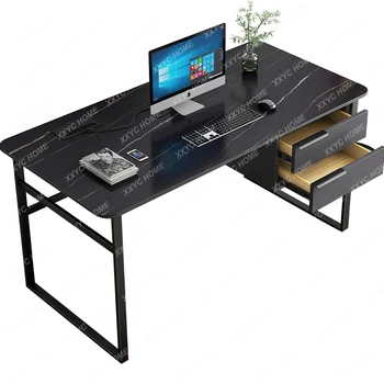 Светлый роскошный стол в итальянском стиле, рабочий стол для рабочего стола, Компьютерный стол со встроенной современной каменной плитой 0