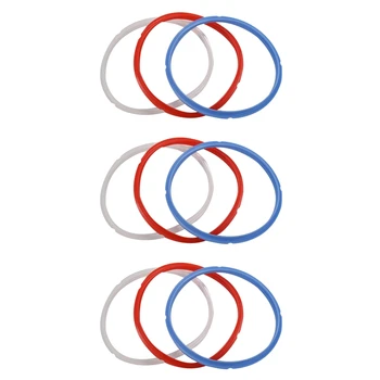 Силиконовое уплотнительное кольцо для аксессуаров для кастрюль-скороварок, подходит для 5 или 6-литровых моделей, красного, синего и белого цветов, упаковка из 9 0