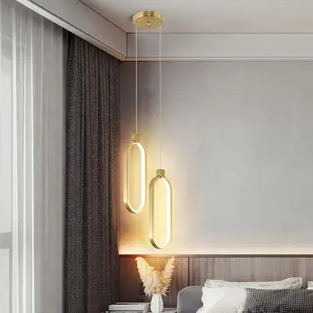 Современный минималистичный светодиодный подвесной светильник Люстра из черного золота для гостиной Кухни Домашней спальни Прикроватные украшения Подвесные светильники