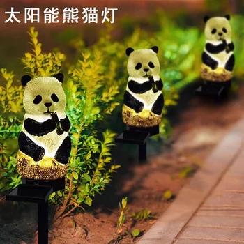 Солнечный Садовый светильник для газона, напольный светильник из смолы Panda, Водонепроницаемый Наружный Ландшафтный прожектор для внутреннего двора, Светодиодное освещение, украшение для освещения
