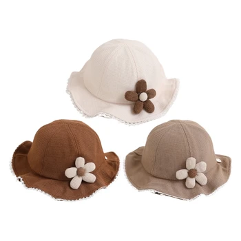 Солнцезащитная шляпа Kid Flowers, панама, Цветочная шляпа, Рыбацкая шляпа с кружевными полями, кепка-клош, новый челнок 0