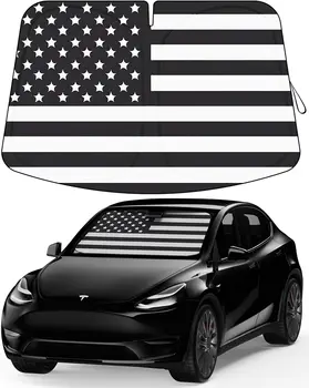 Солнцезащитный козырек Tesla Model 3 Y с патриотическим американским флагом Складной дизайн - Солнцезащитный козырек на лобовое стекло автомобиля для модели 3 Y - лобовое стекло автомобиля