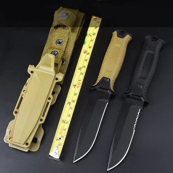 Тактический нож с ручкой G10, нож для выживания, ножи с фиксированным лезвием, Охотничий походный нож, сталь 12C27, ножи с полным лезвием и нейлоновые ножны 0