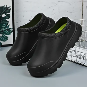 Тапочки для мужчин, обувь на платформе, с круглым носком, удобные, модные, универсальные, весенне-осенние, нескользящие, износостойкие, водонепроницаемые 0