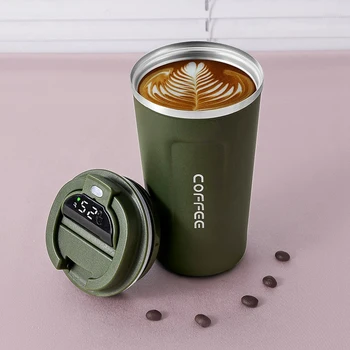 Термокружка Smart Thermo объемом 510 мл, кофейная чашка для кофе, светодиодный индикатор температуры, зеленый