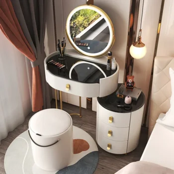 Туалетный столик с зеркалом, современный деревянный органайзер для спальни, Консоль в скандинавском стиле для хранения косметики, Домашняя мебель