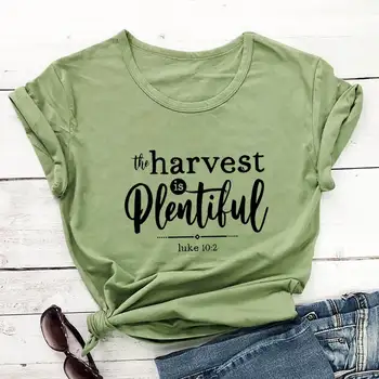 Урожай обильный, женская футболка из 100% хлопка, христианская рубашка, Унисекс, летний осенний повседневный топ с коротким рукавом, футболка Faith