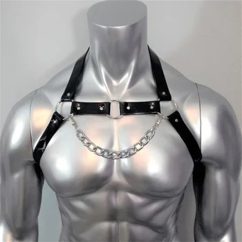 Фетиш, мужская Сексуальная грудь, Кожаные ремни безопасности, Регулируемые ремни для БДСМ, Бондаж для тела, рейв-гей Одежда для секса для взрослых