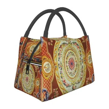 Французский ковер Aubusson, изолированная сумка для ланча, винтажный портативный термоохладитель, ланч-бокс для еды, кемпинг на открытом воздухе, путешествия