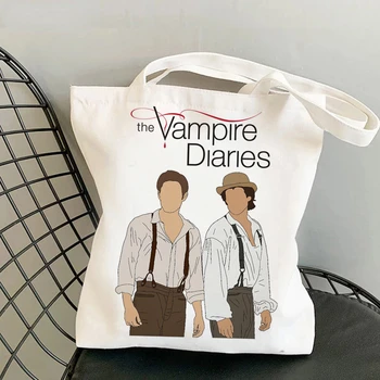 Хозяйственная сумка The Vampire Diaries Grocery Shopper Джутовая сумка Для вторичной переработки Хлопчатобумажная Сумка Для покупок Bolsa Compra Тканый Мешок Tissu
